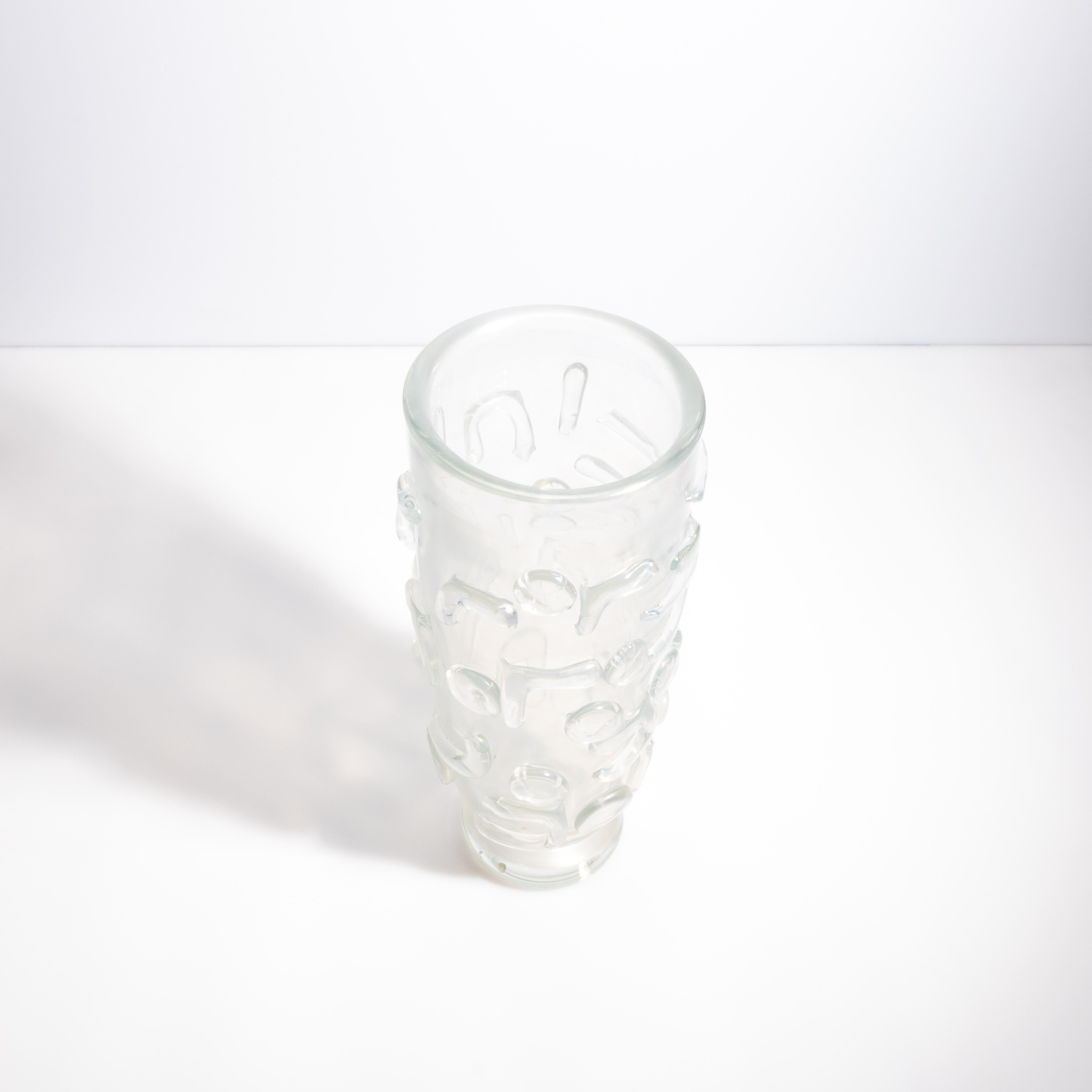 italien Vase à clous Murano soufflé à la main givré en vente