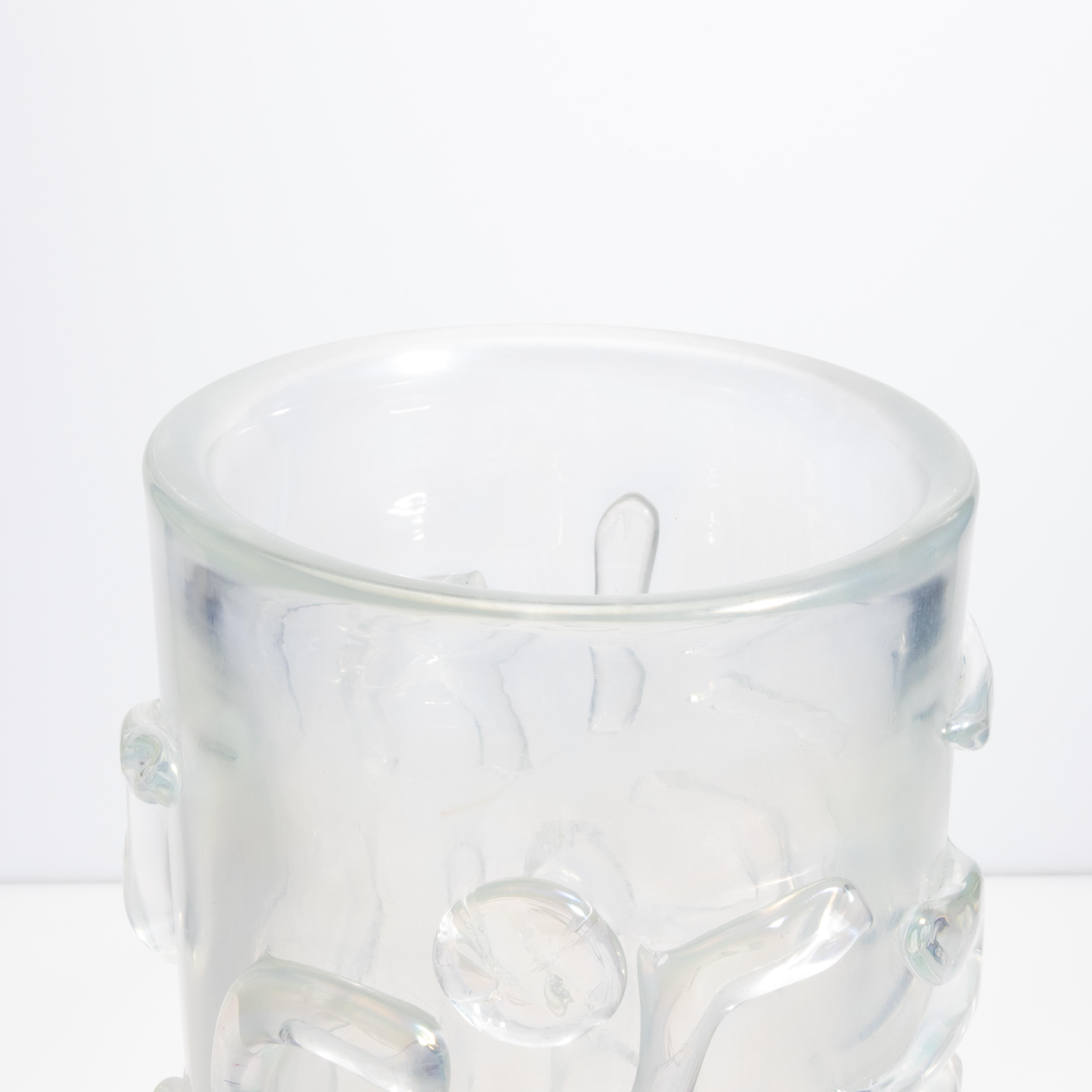 Fait main Vase à clous Murano soufflé à la main givré en vente