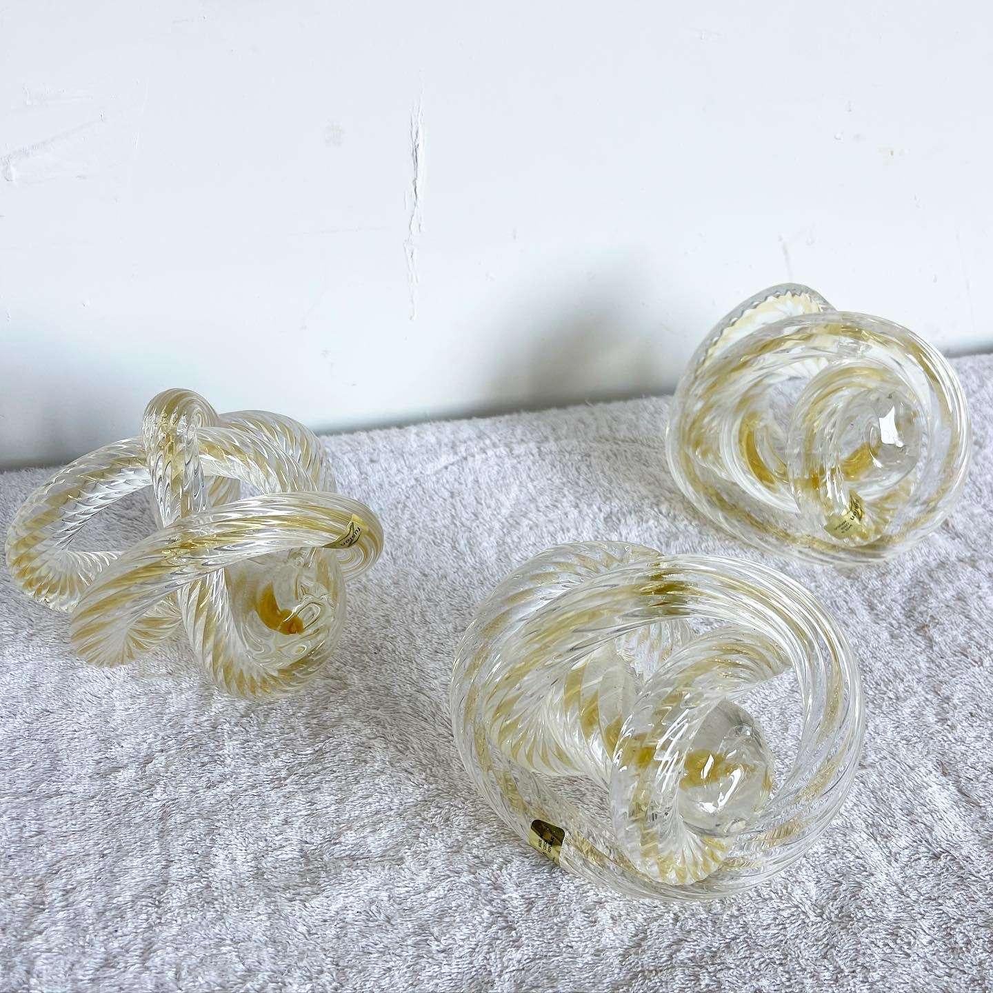 Mid-Century Modern Hand Blown Murano Style Glass Ribbed and Twisted 