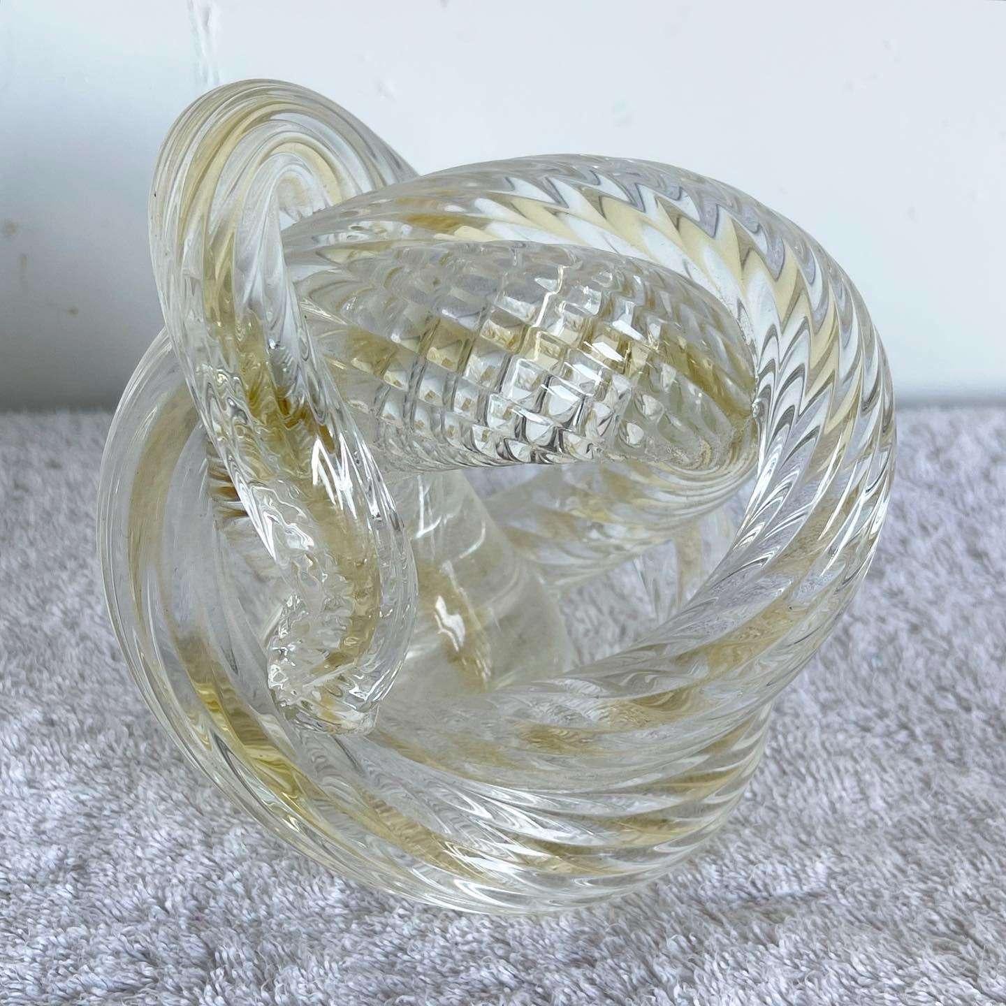 Hand Blown Murano Style Glass Ribbed and Twisted 