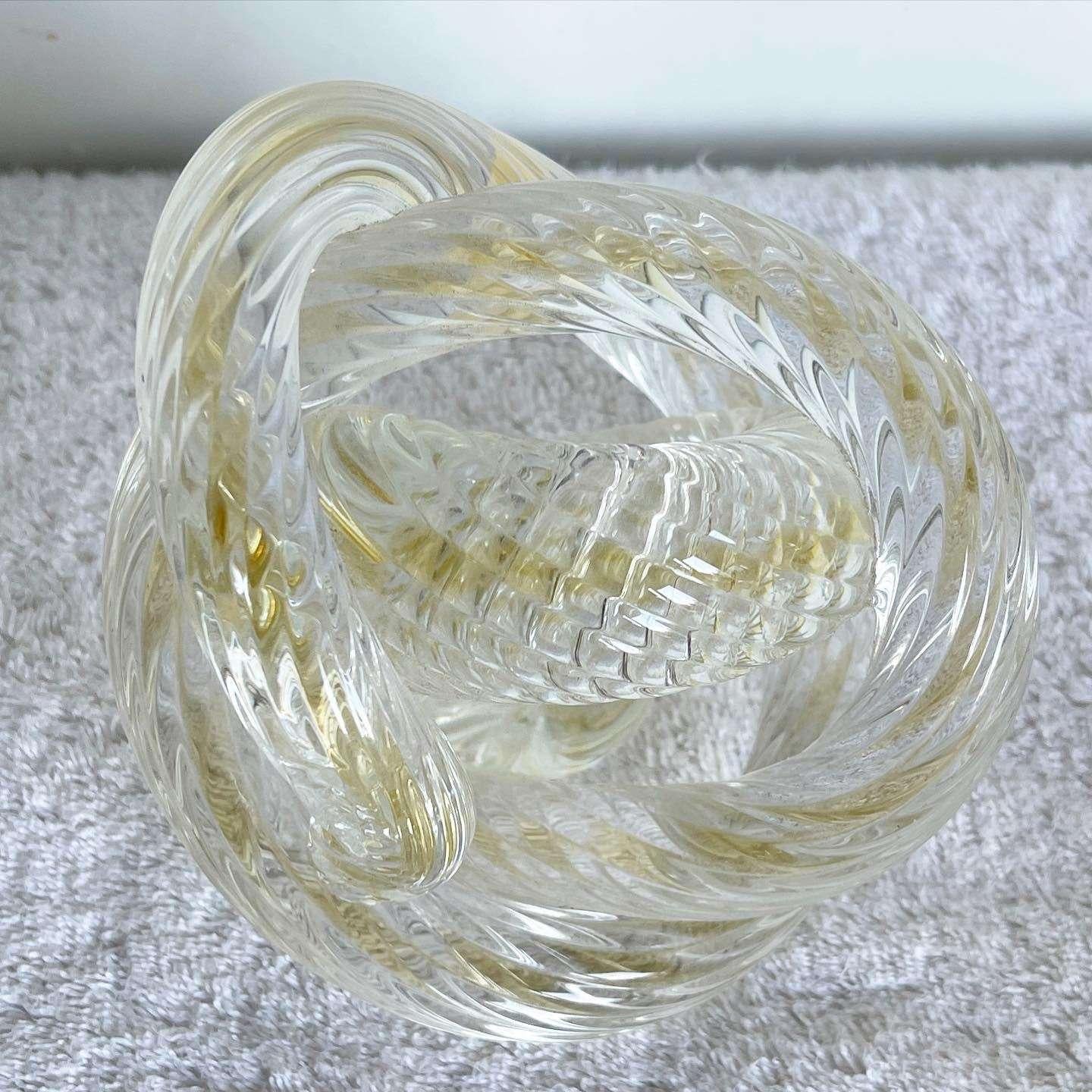 Fin du 20e siècle Sculpture en verre soufflé à la main de style Murano, nervurée et torsadée « Love Knot », lot de 3 en vente