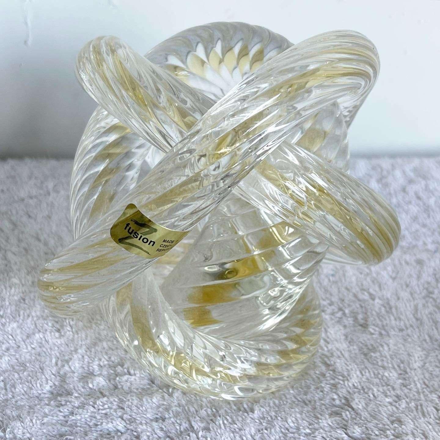 Sculpture en verre soufflé à la main de style Murano, nervurée et torsadée « Love Knot », lot de 3 en vente 1