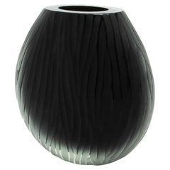 Hand-Blown Murano Supreme Vase in Black Large