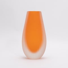Hand Blown Murano Supreme Vase in Orange Tall