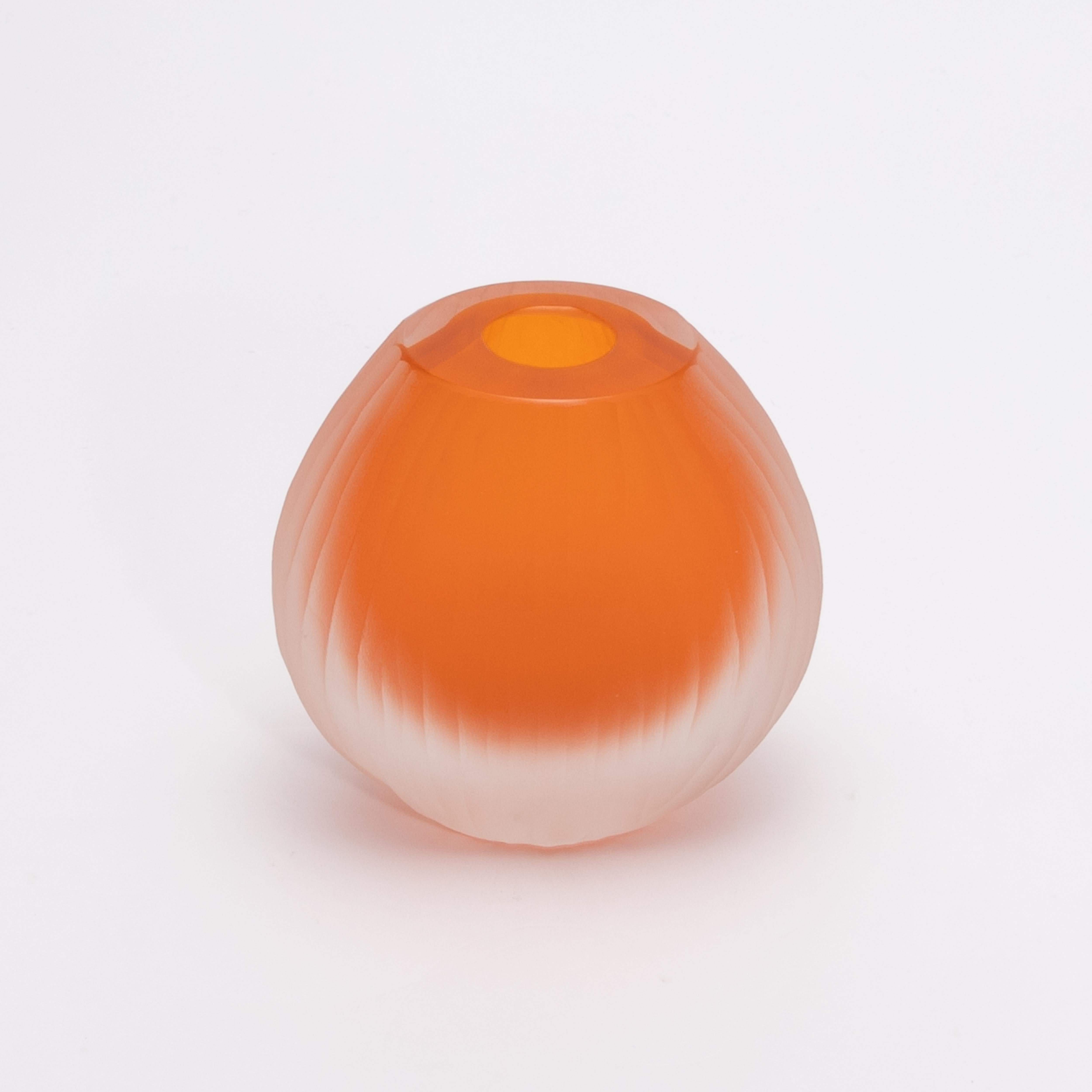 Modern Hand Blown Murano Supreme Vase in Orange XSmall