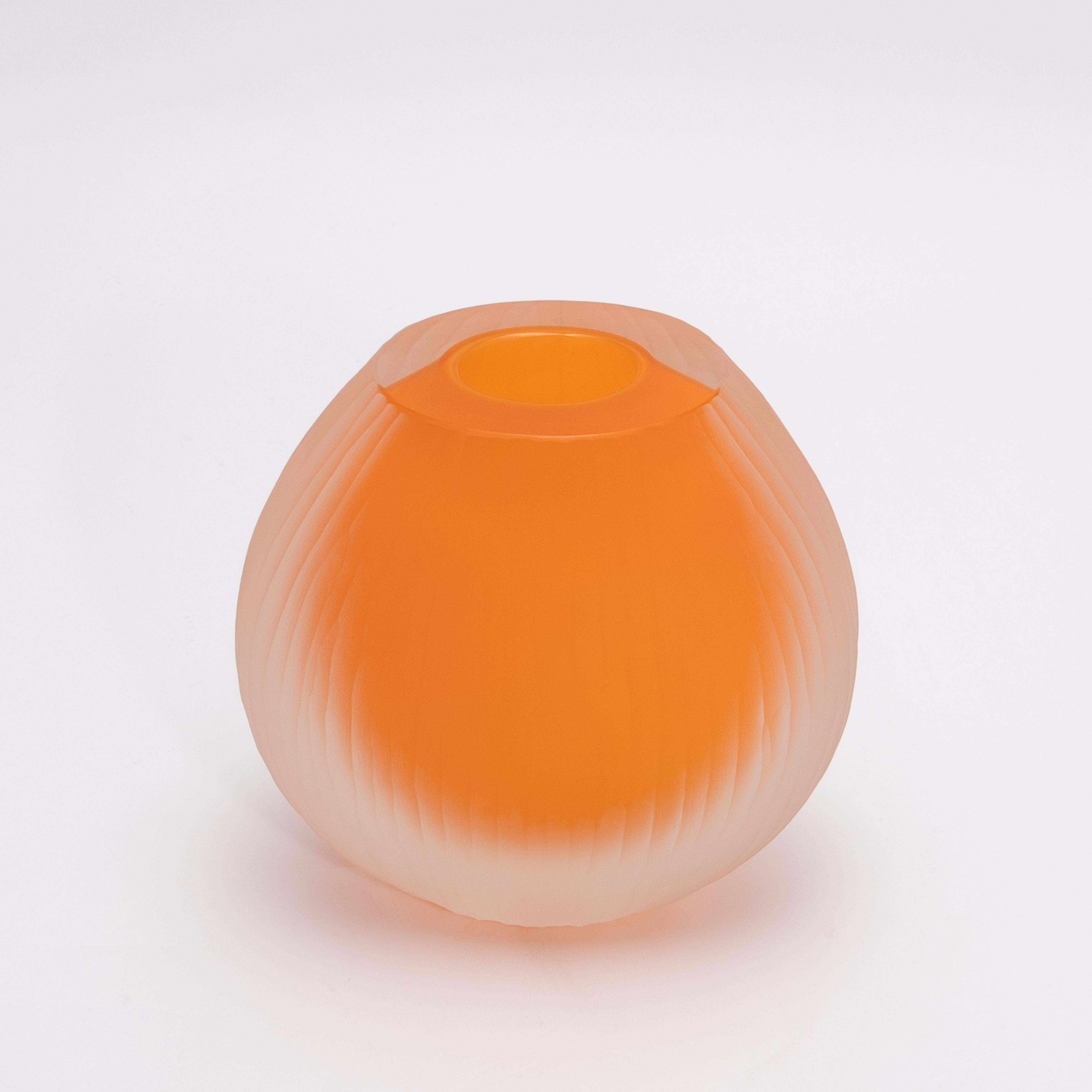 Modern Hand Blown Murano Supreme Vase in Orange Small