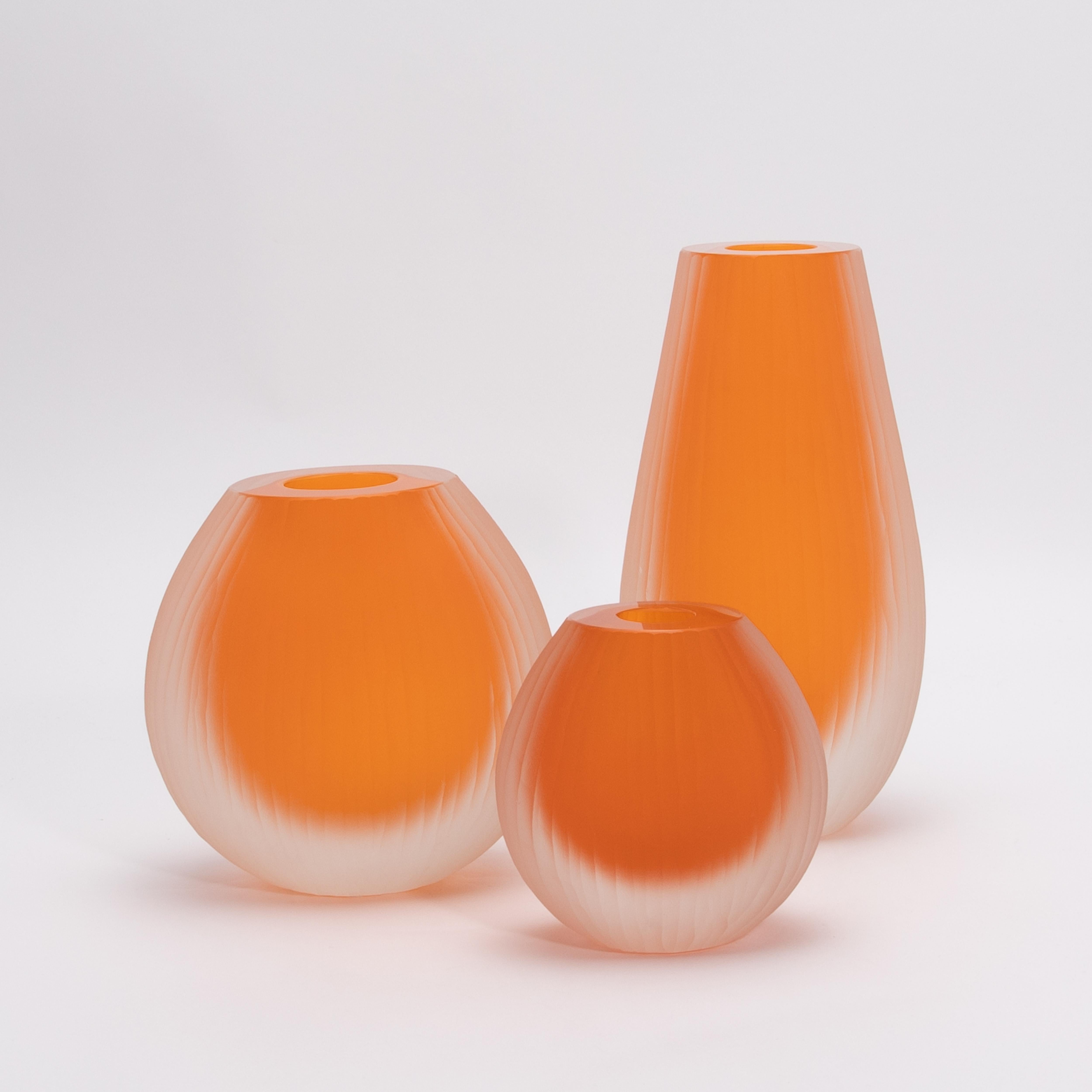 Hand Blown Murano Supreme Vase in Orange Small In New Condition In West Hollywood, CA