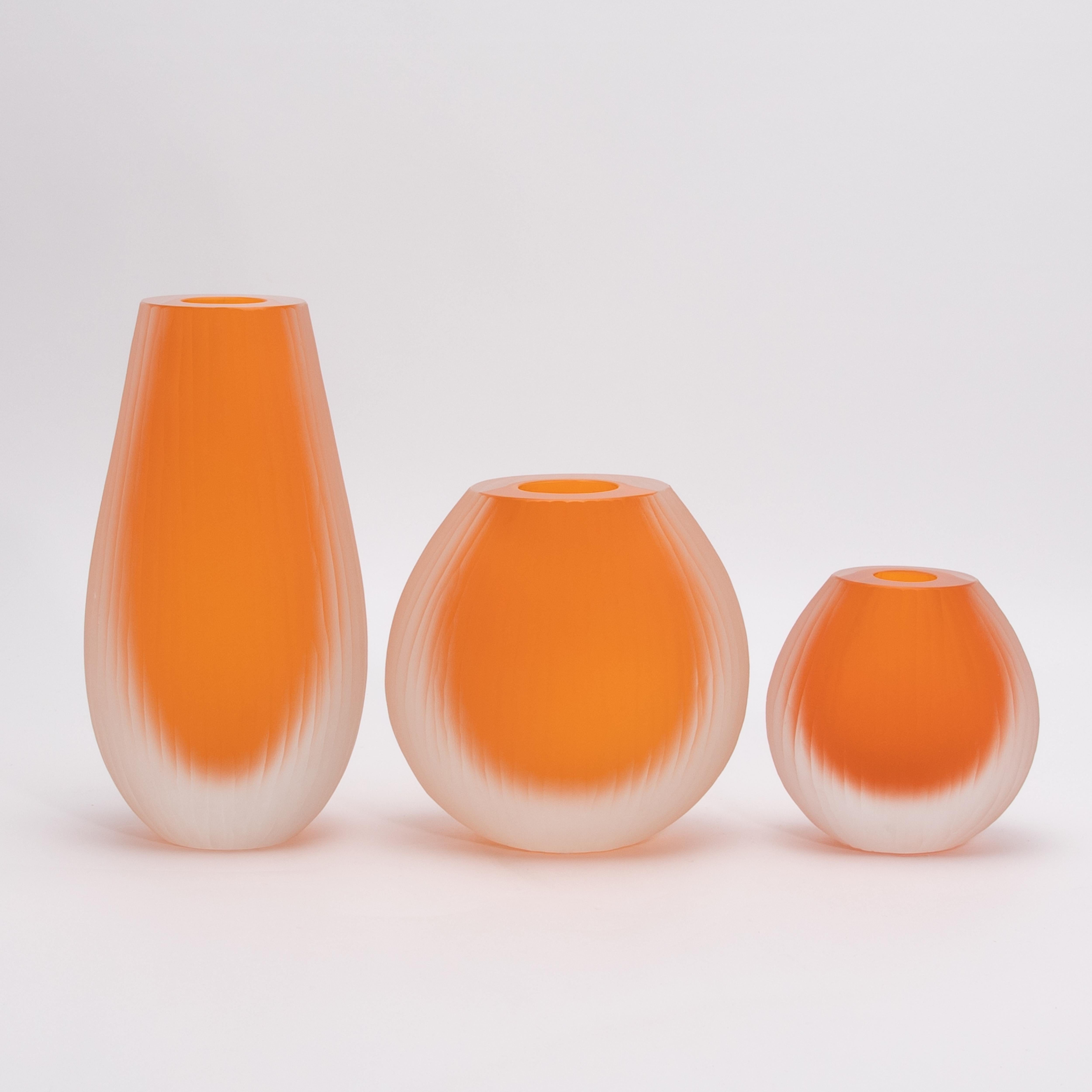 Contemporary Hand Blown Murano Supreme Vase in Orange Small