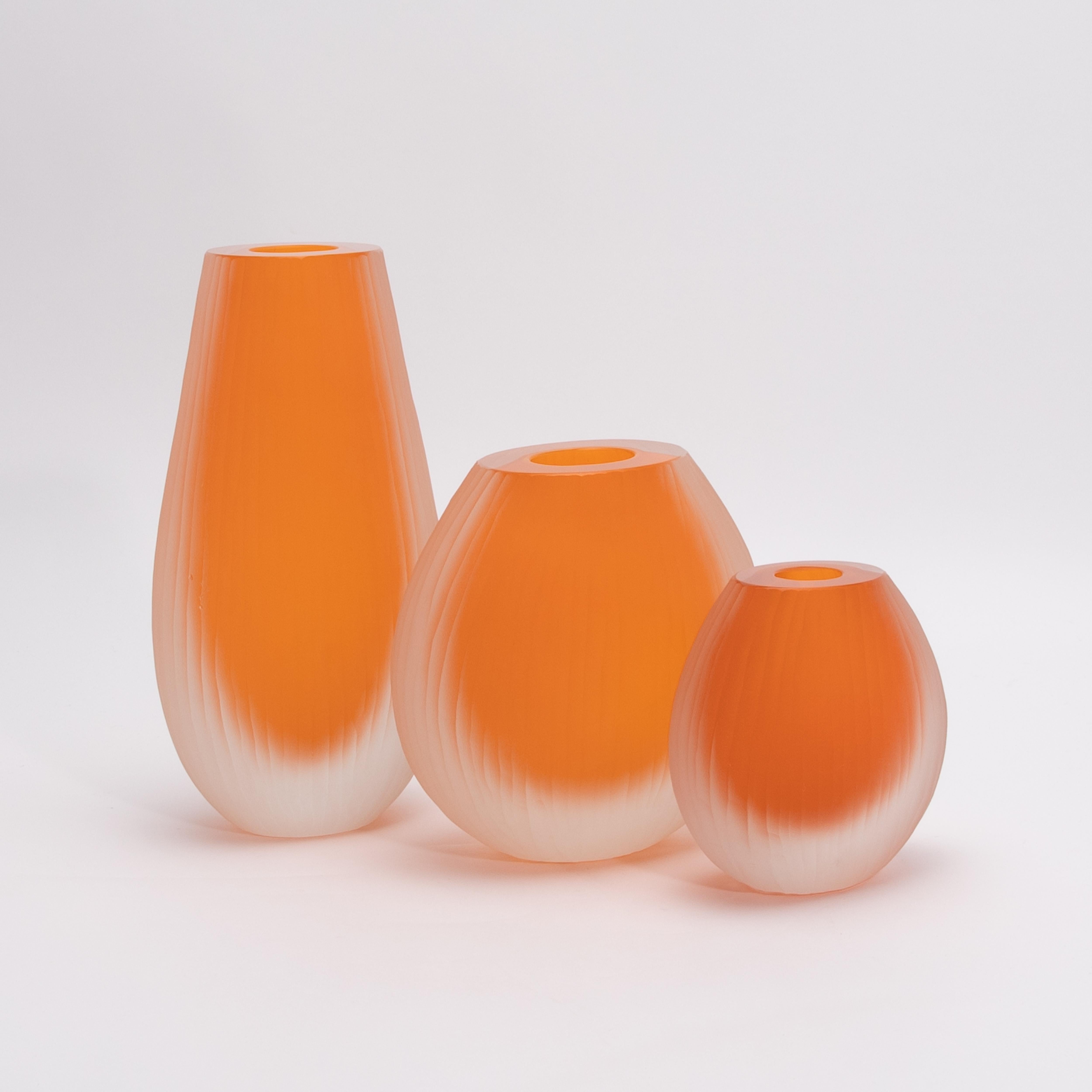 Murano Glass Hand Blown Murano Supreme Vase in Orange Small