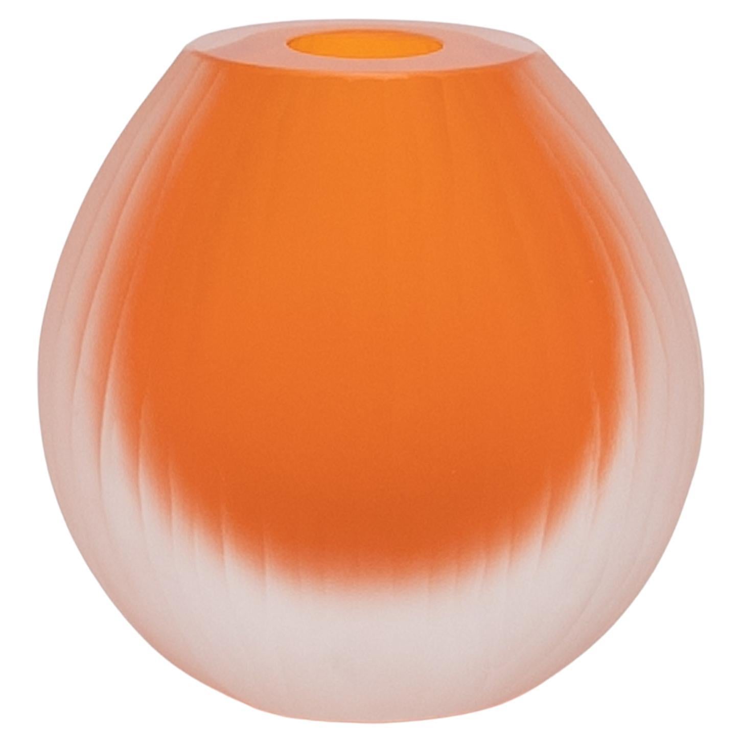 Hand Blown Murano Supreme Vase in Orange XSmall