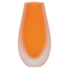 Hand Blown Murano Supreme Vase in Orange Tall