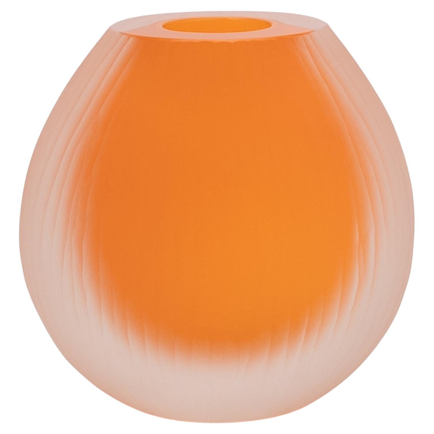 Hand Blown Murano Supreme Vase in Orange Small