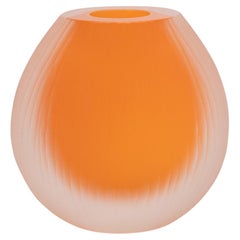 Hand Blown Murano Supreme Vase in Orange Small