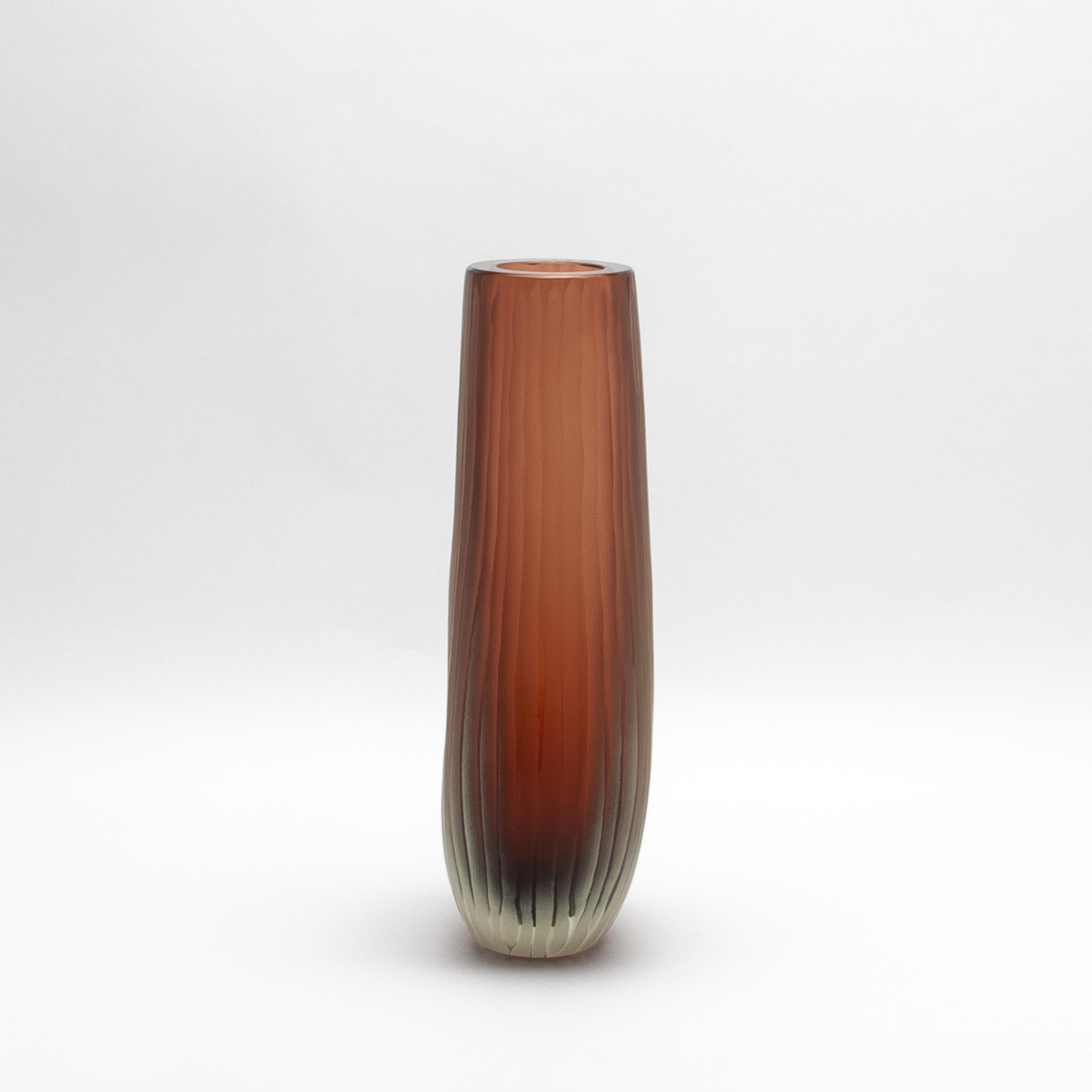 Moderno Vaso Supreme di Murano soffiato a mano in Amaretto chiaro alto in vendita