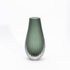 Hand-Blown Murano Surpime Vase in Eucalyptus Green