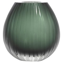 Hand-Blown Murano Surpime Vase in Eucalyptus Green