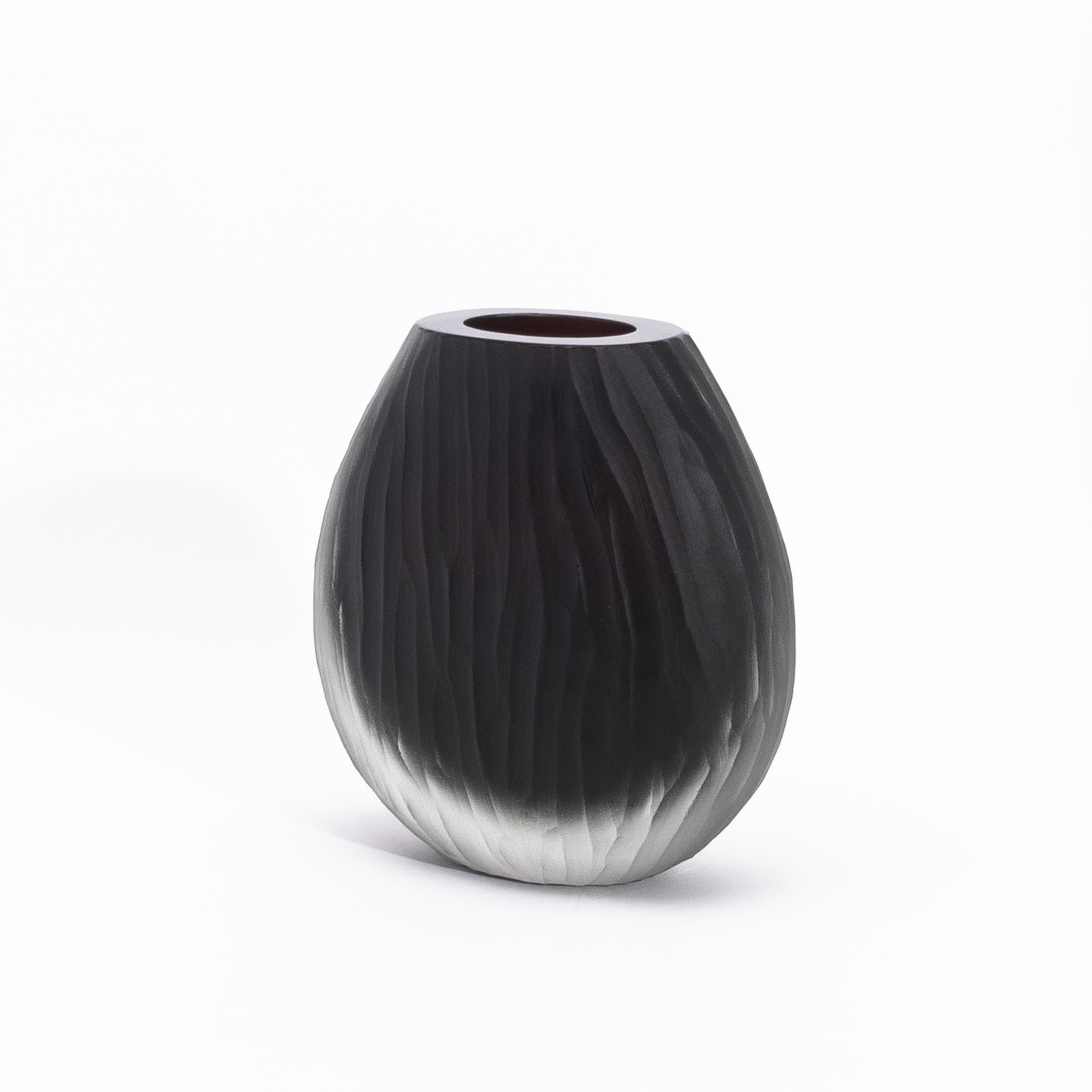 Italiano Vaso Supreme di Murano soffiato a mano in nero onice grande in vendita