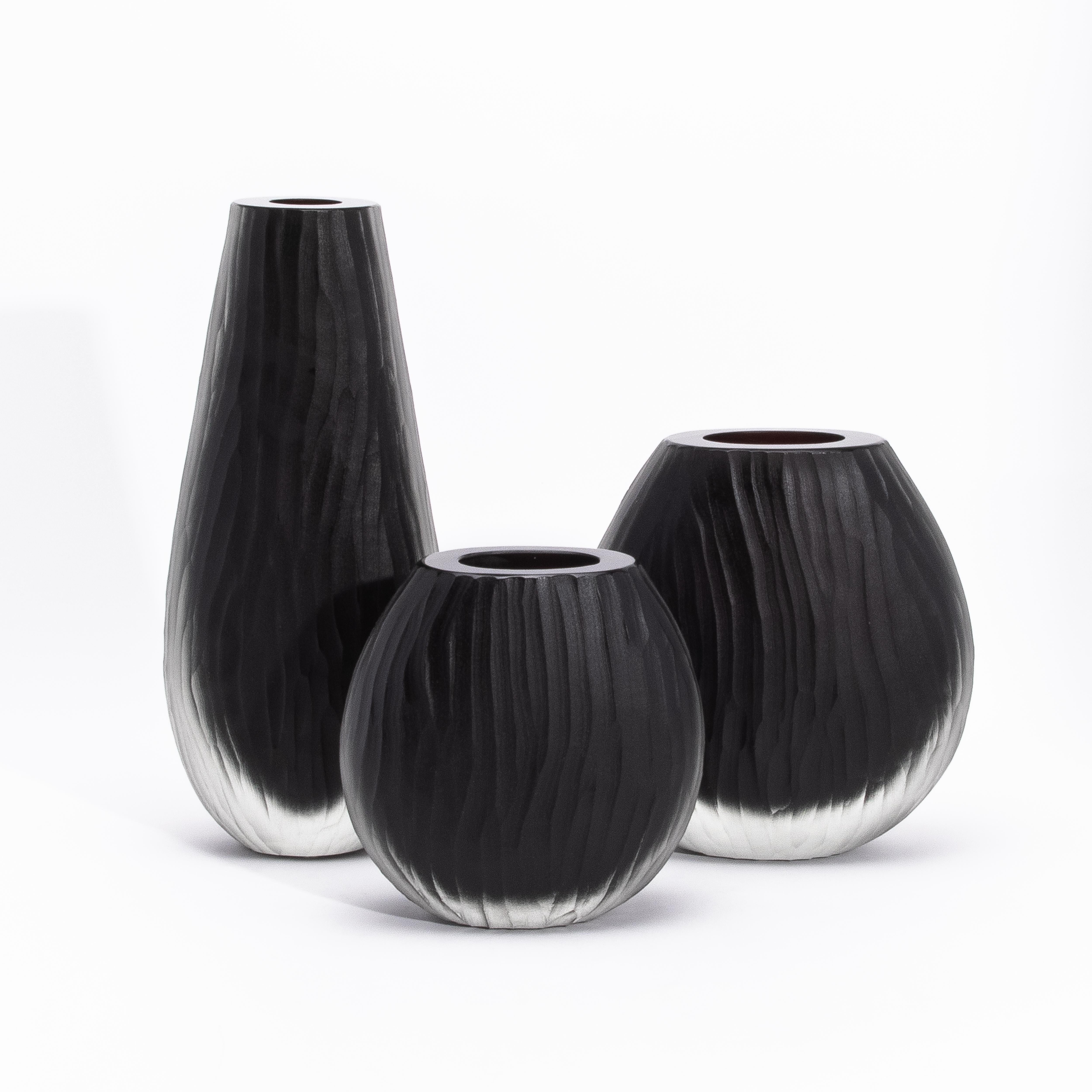 Vaso Supremo di Murano soffiato a mano in nero onice medio in vendita 3