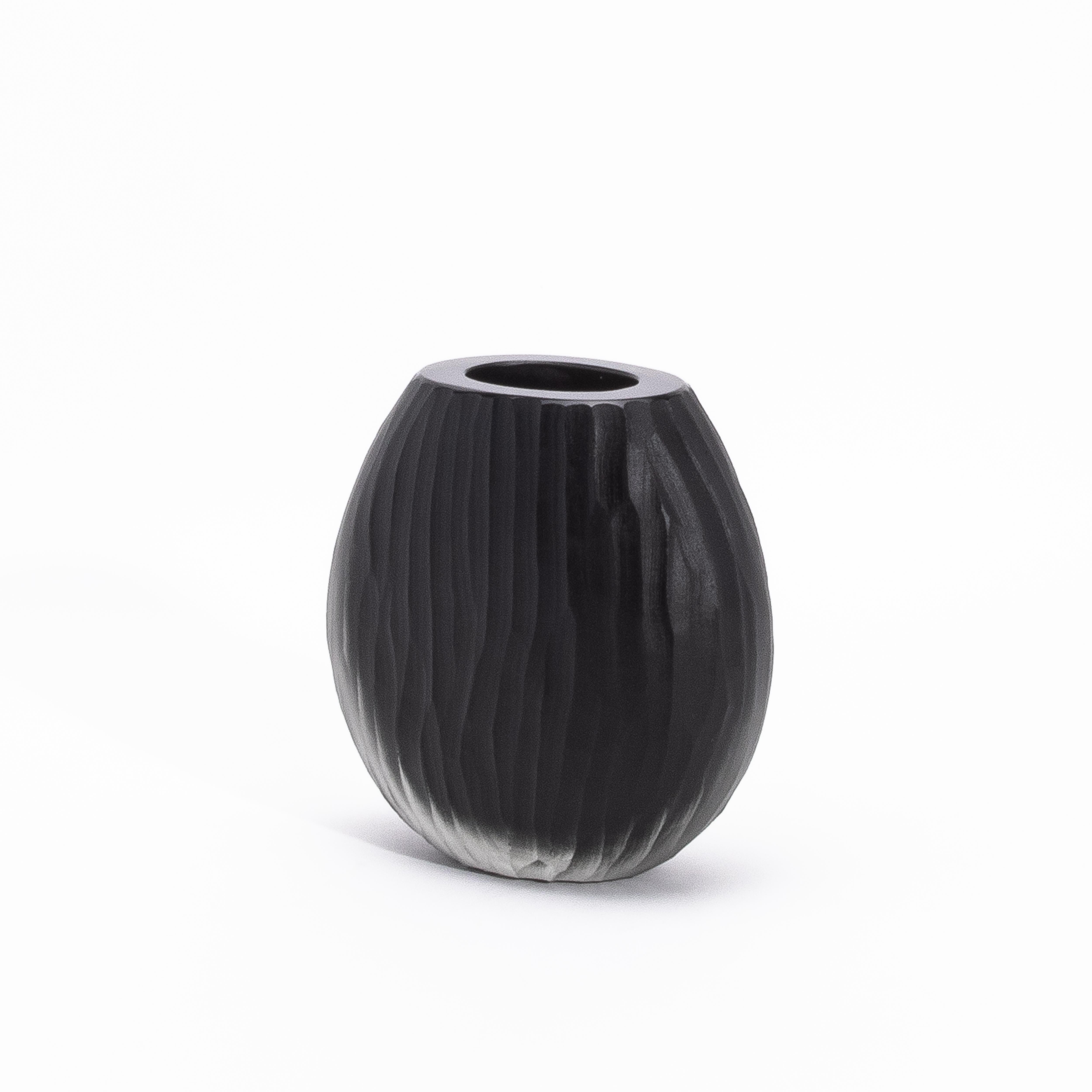 Italiano Vaso Supremo di Murano soffiato a mano in nero onice medio in vendita