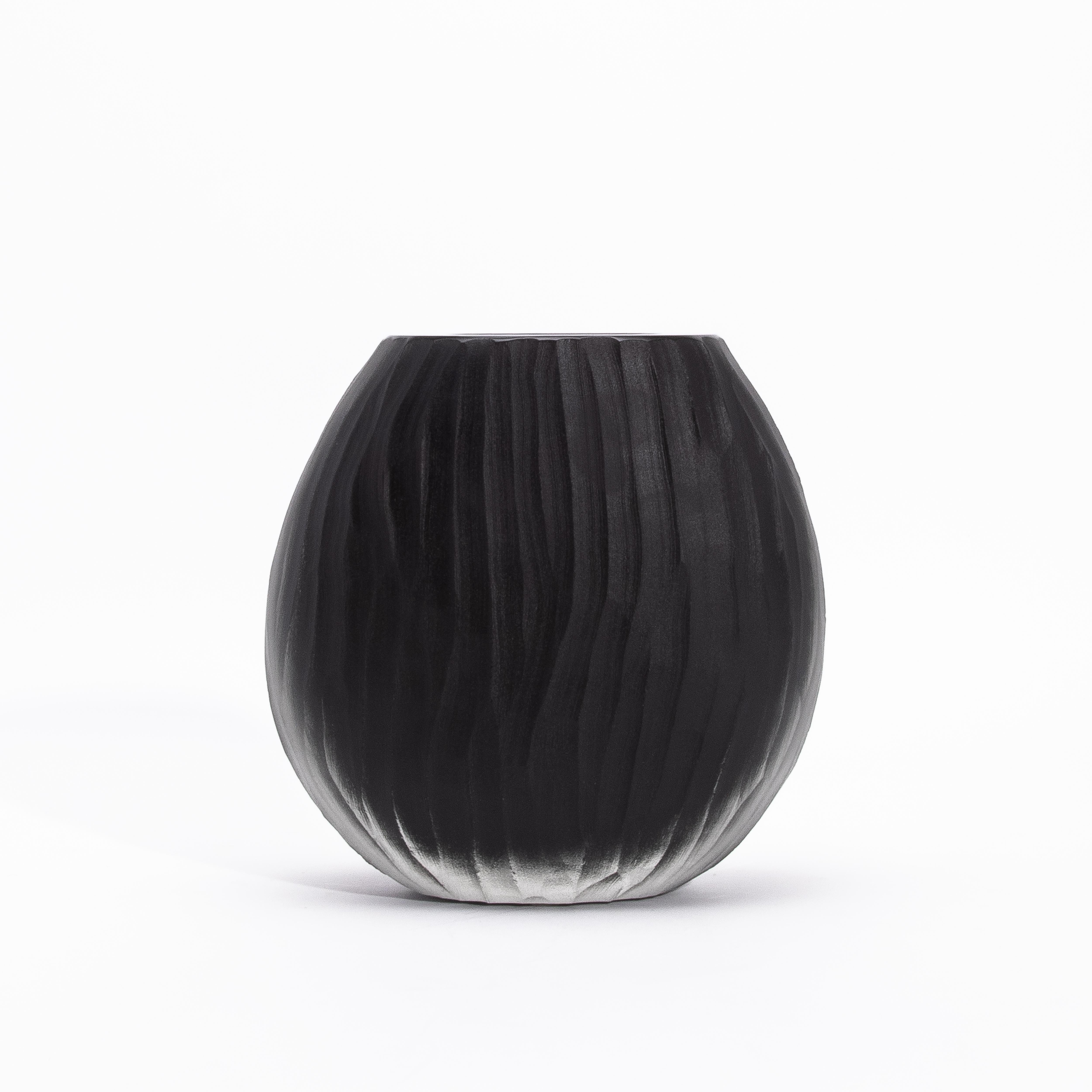 Vetro di Murano Vaso Supremo di Murano soffiato a mano in nero onice medio in vendita