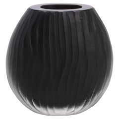 Hand-Blown Murano Supreme Vase in Onyx Black Medium