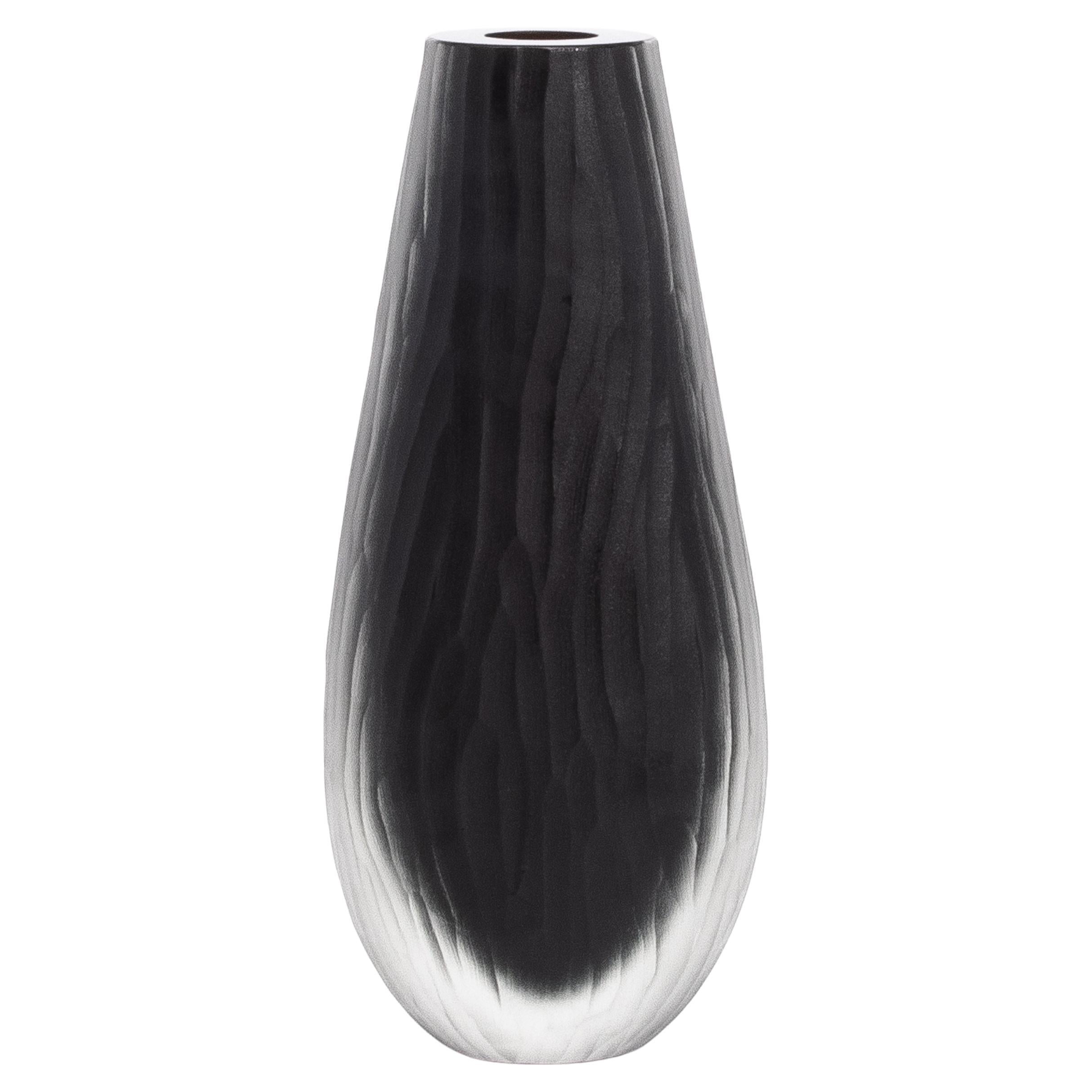 Vaso supremo di Murano soffiato a mano in nero onice alto