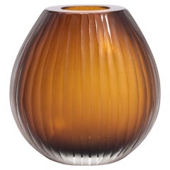 Hand-Blown Murano Surpime Vase in Tobacco Lage