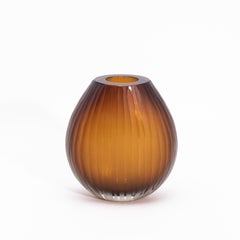 Hand-Blown Murano Surpime Vase in Tobacco Medium