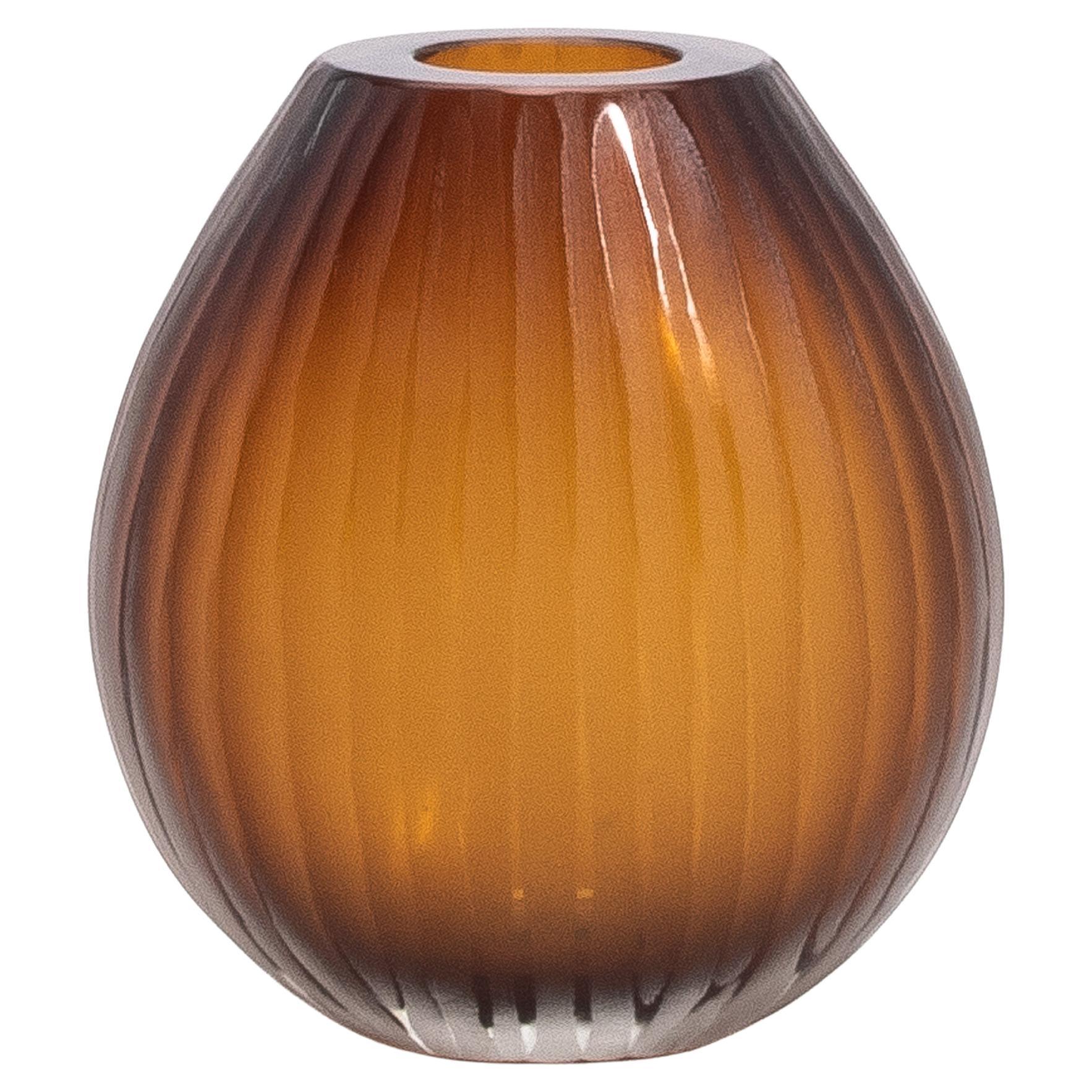 Hand-Blown Murano Surpime Vase in Tobacco Medium