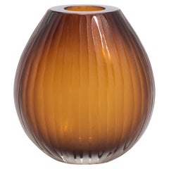 Hand-Blown Murano Surpime Vase in Tobacco Medium