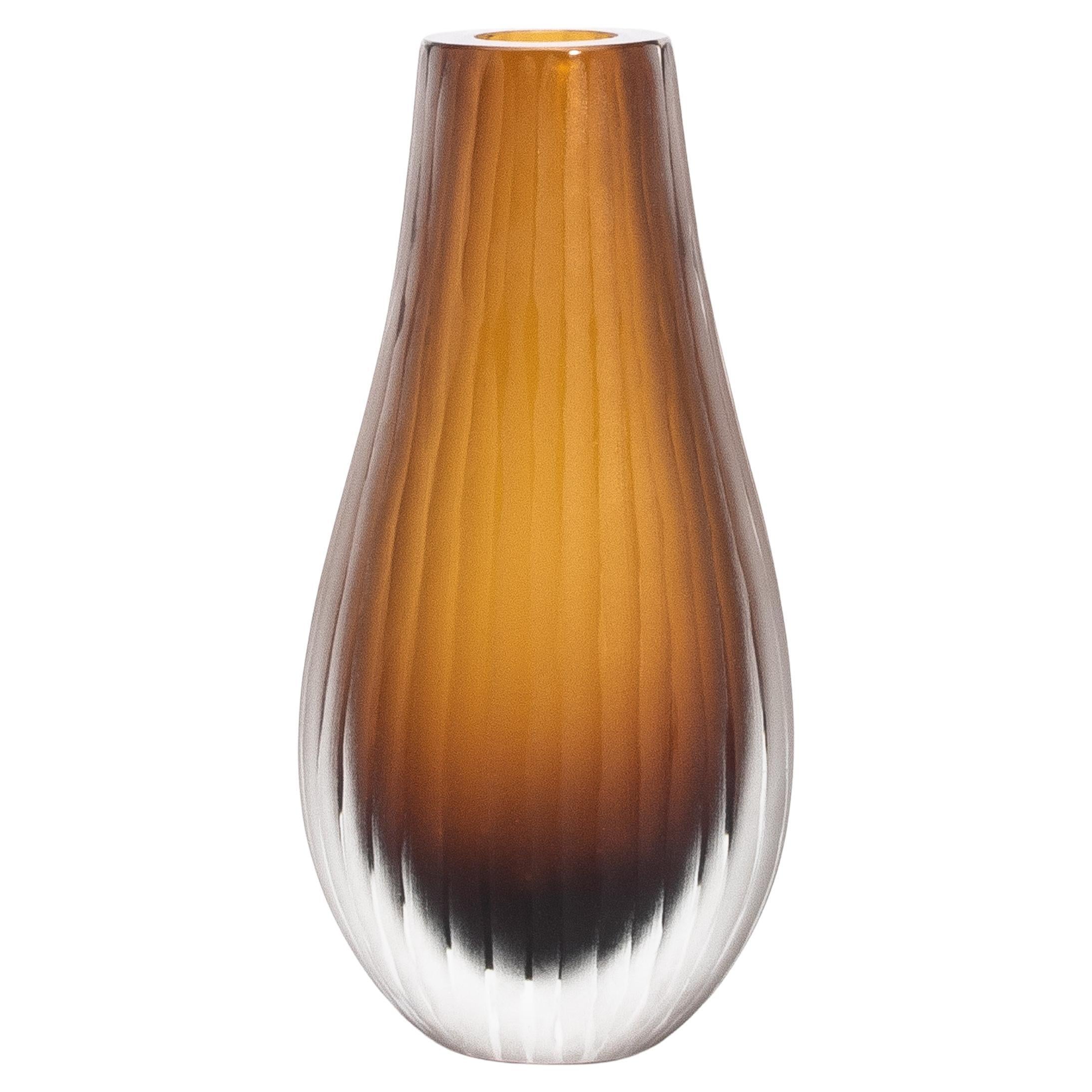 Hand-Blown Murano Surpime Vase in Tobacco Tall