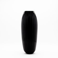 Hand-Blown Murano Tall Modern Vase in Onyx Black