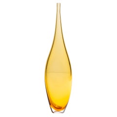 Hand Blown Murano Tall Vase in Amber