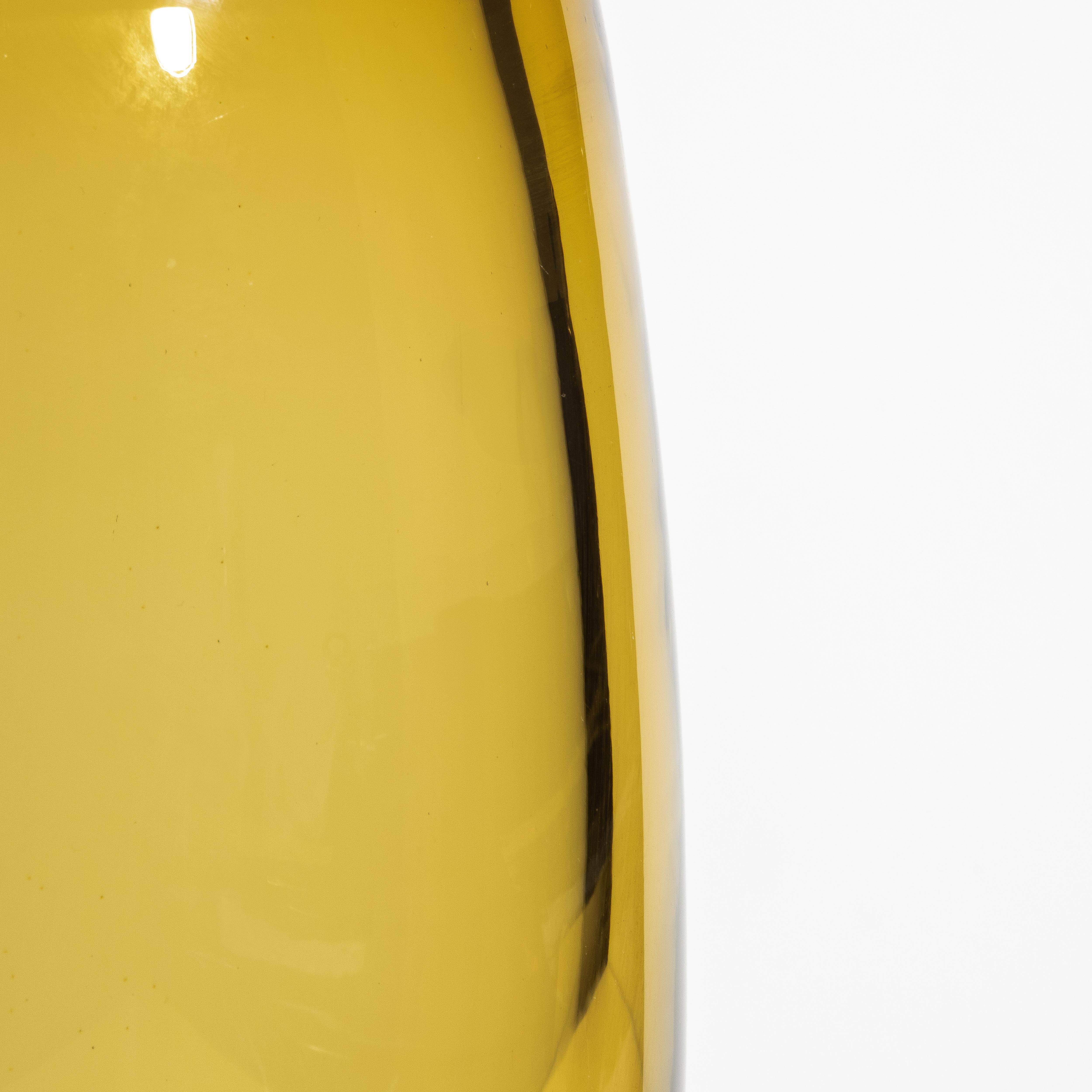 Italian Hand Blown Murano Tall Vase in Tobacco with Clear Base For Sale