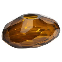 Hand Blown Murano Taper Wide Vase in Rust