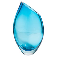 Hand Blown Murano Teardrop Vase in Lagoon Blue Large