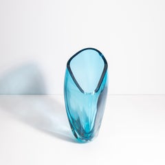 Hand Blown Murano Teardrop Vase in Lagoon Blue Medium