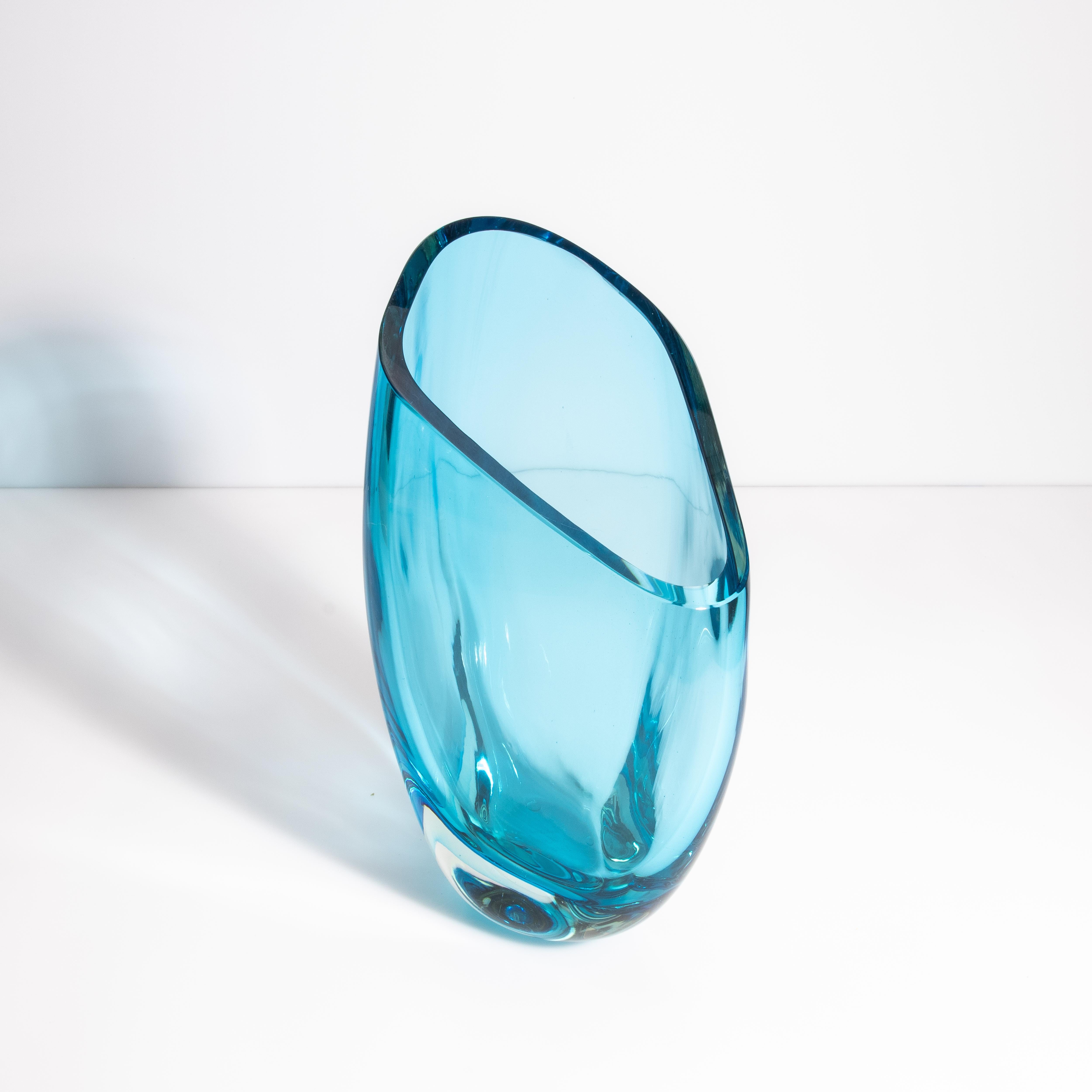 Handgeblasene Murano Teardrop Vase in Lagunenblau Medium im Zustand „Neu“ im Angebot in West Hollywood, CA