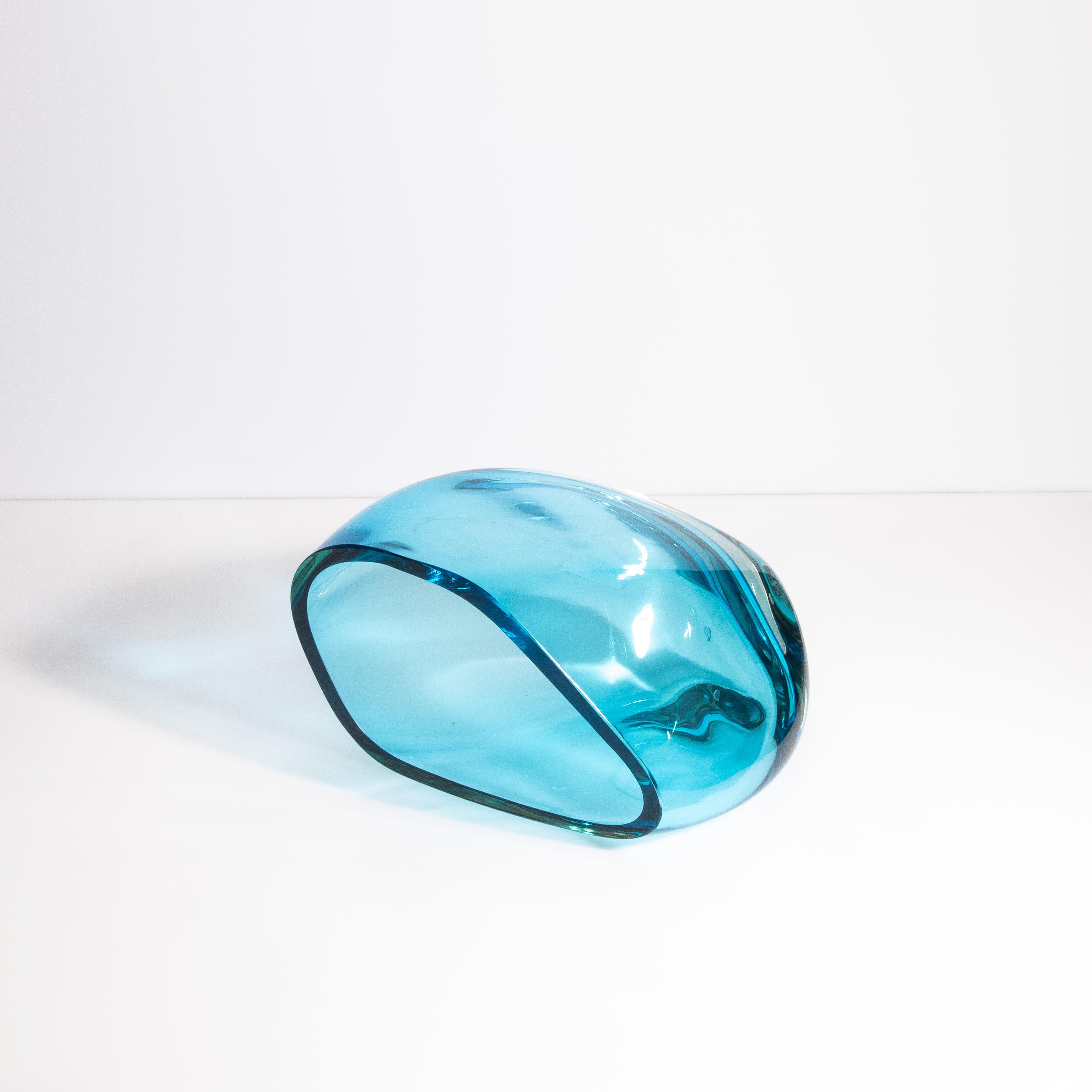 Handgeblasene Murano Teardrop Vase in Lagunenblau Medium (Muranoglas) im Angebot