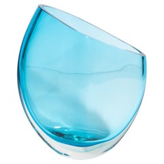 Hand Blown Murano Teardrop Vase in Lagoon Blue Medium
