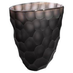 Vaso di Murano soffiato a mano Batutto in fumo sfumato