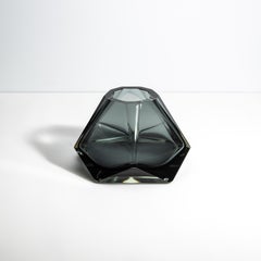 Hand Blown Murano Vase Briolette in Grey