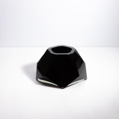 Hand Blown Murano Vase Briolette in Onyx Black
