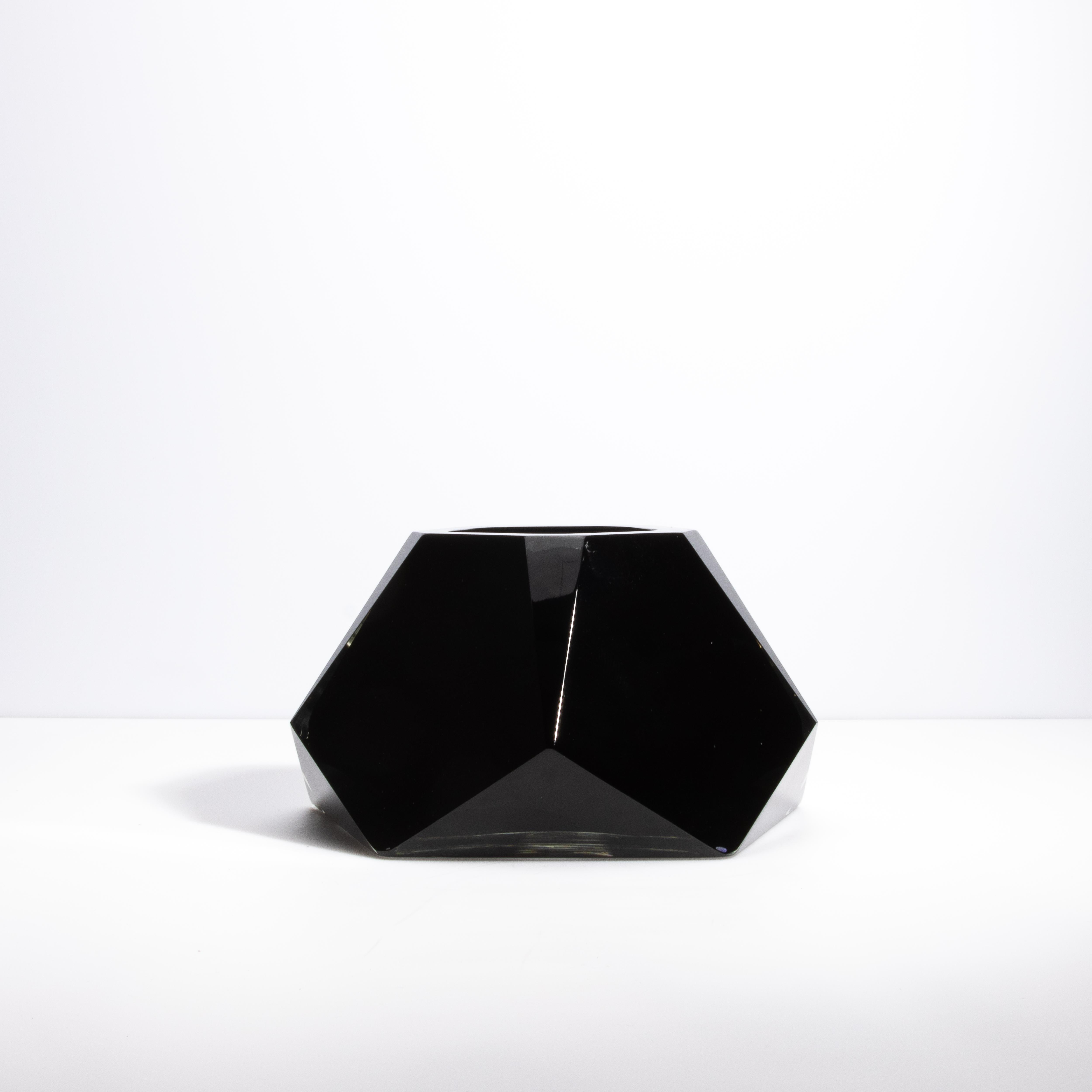 XXI secolo e contemporaneo Vaso Briolette di Murano soffiato a mano in nero onice in vendita