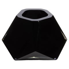 Hand Blown Murano Vase Briolette in Onyx Black