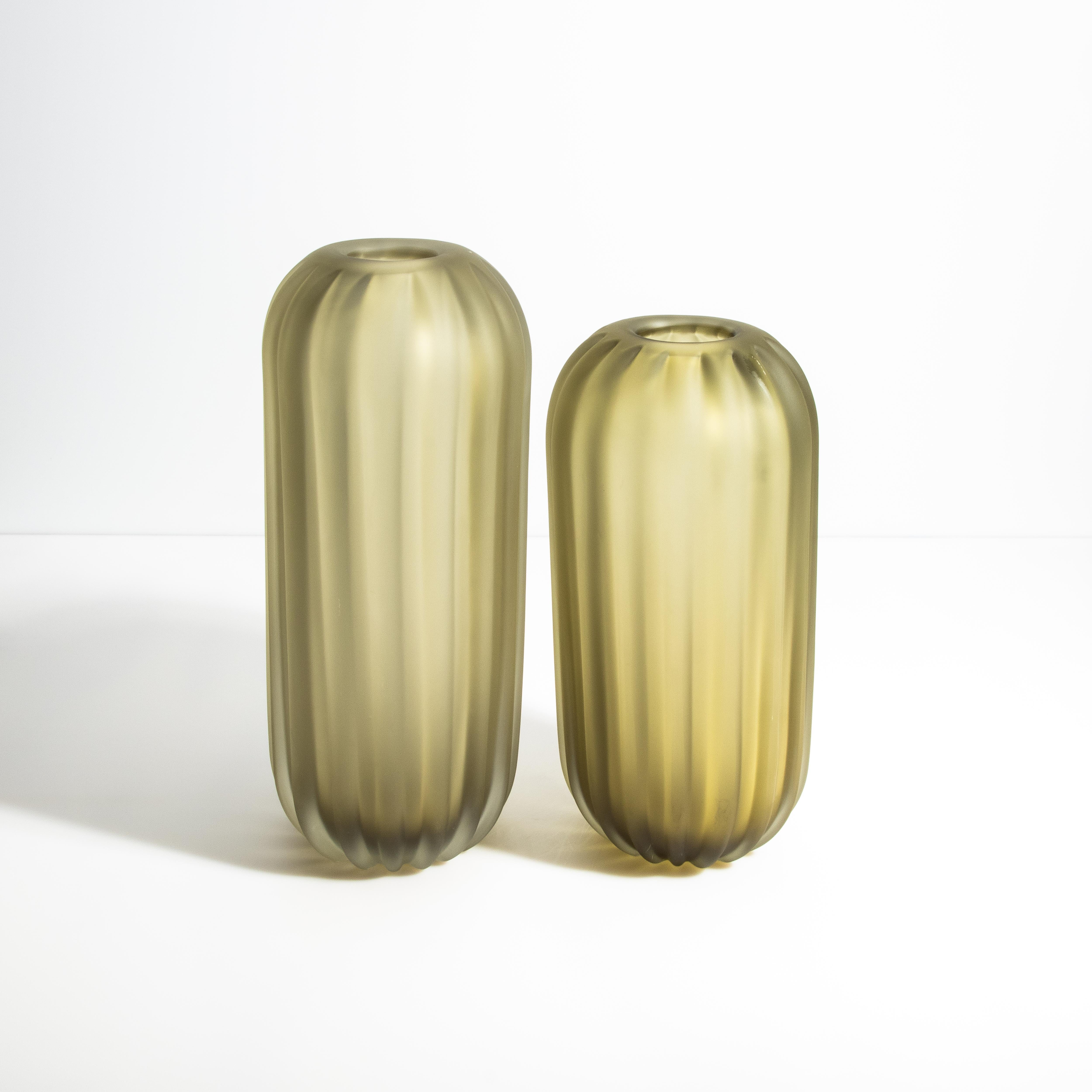 Hand Blown Murano Vase Cactus in Olive Large For Sale 2