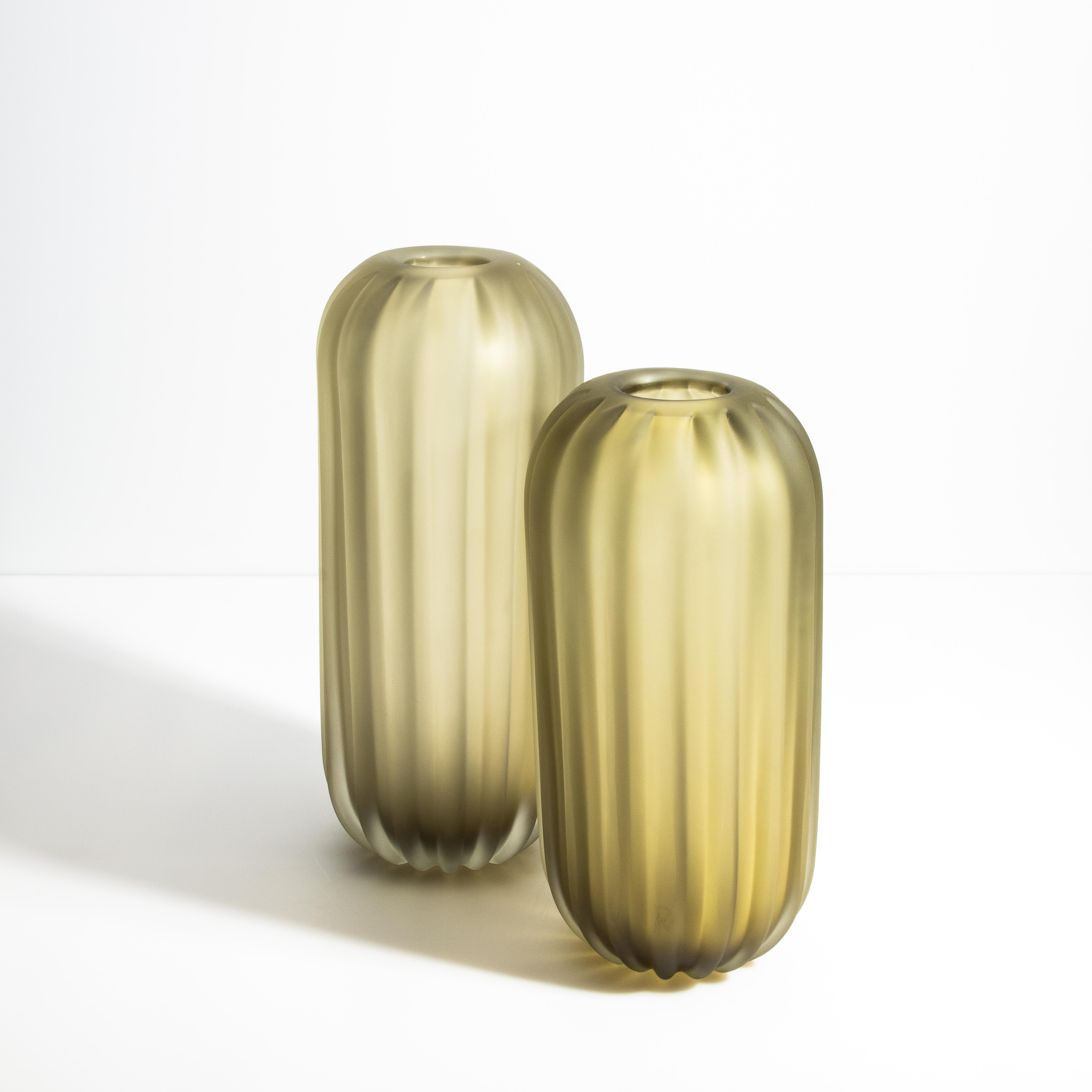 Hand Blown Murano Vase Cactus in Olive Large For Sale 3