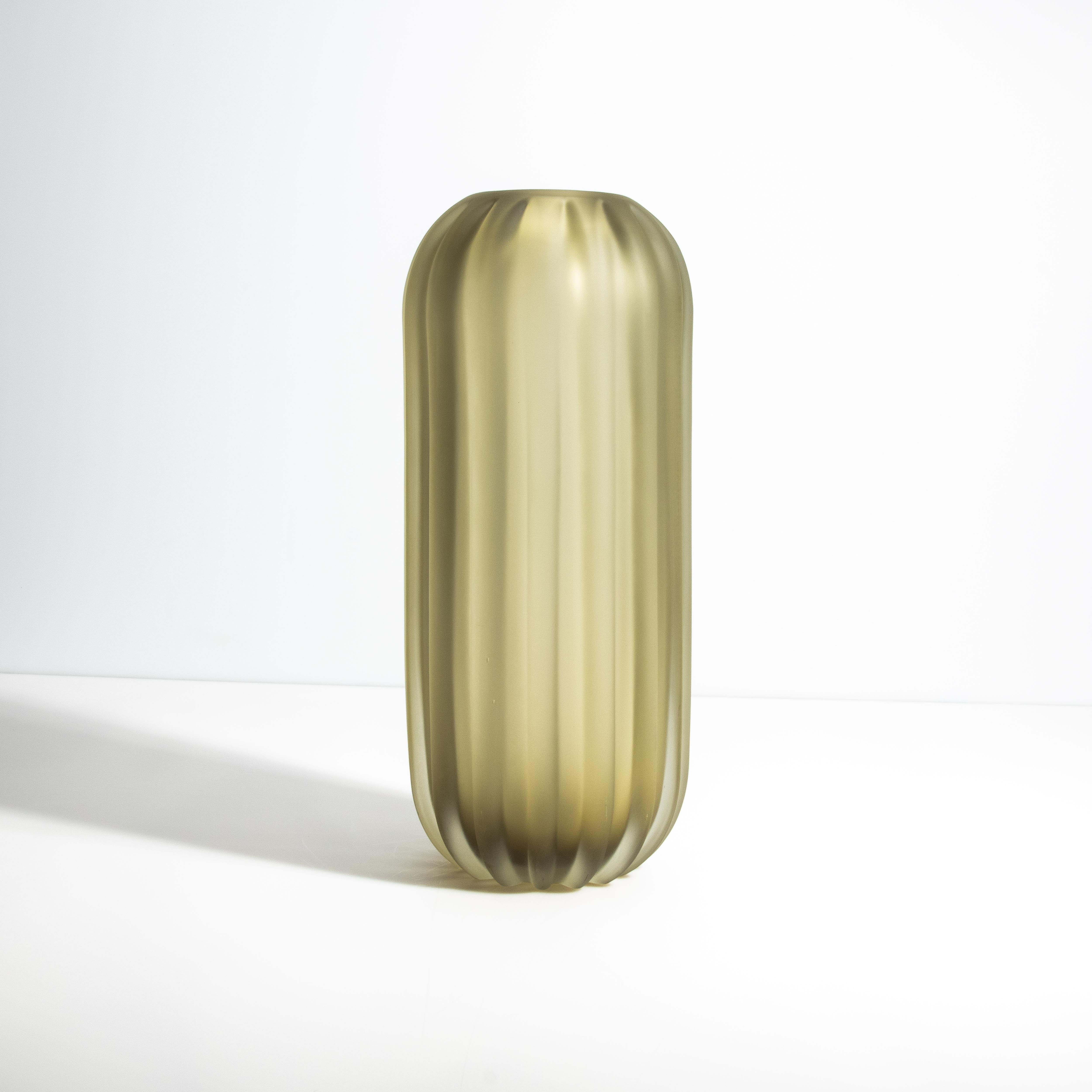 Italian Hand Blown Murano Vase Cactus in Olive Large For Sale