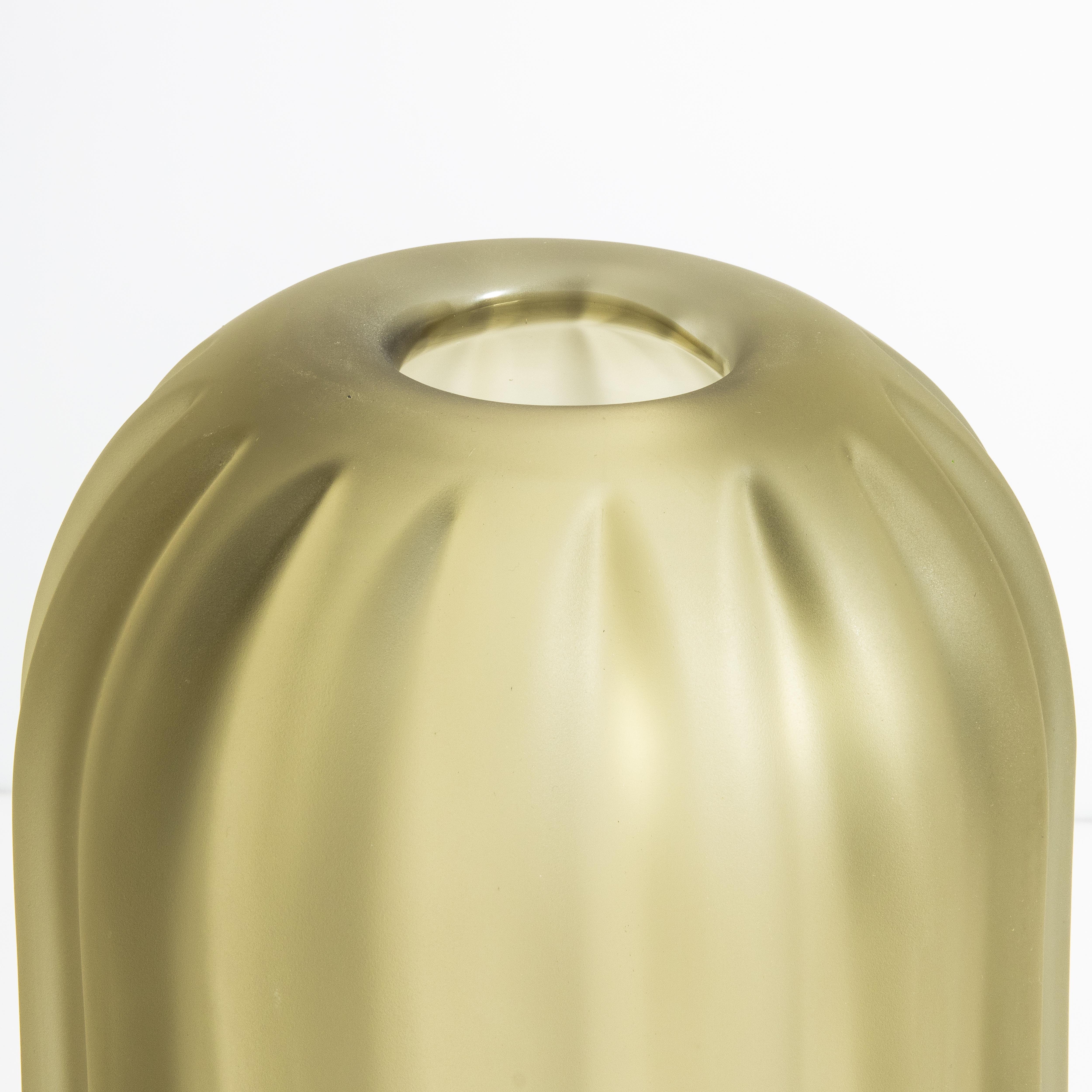 Hand-Crafted Hand Blown Murano Vase Cactus in Olive Large For Sale