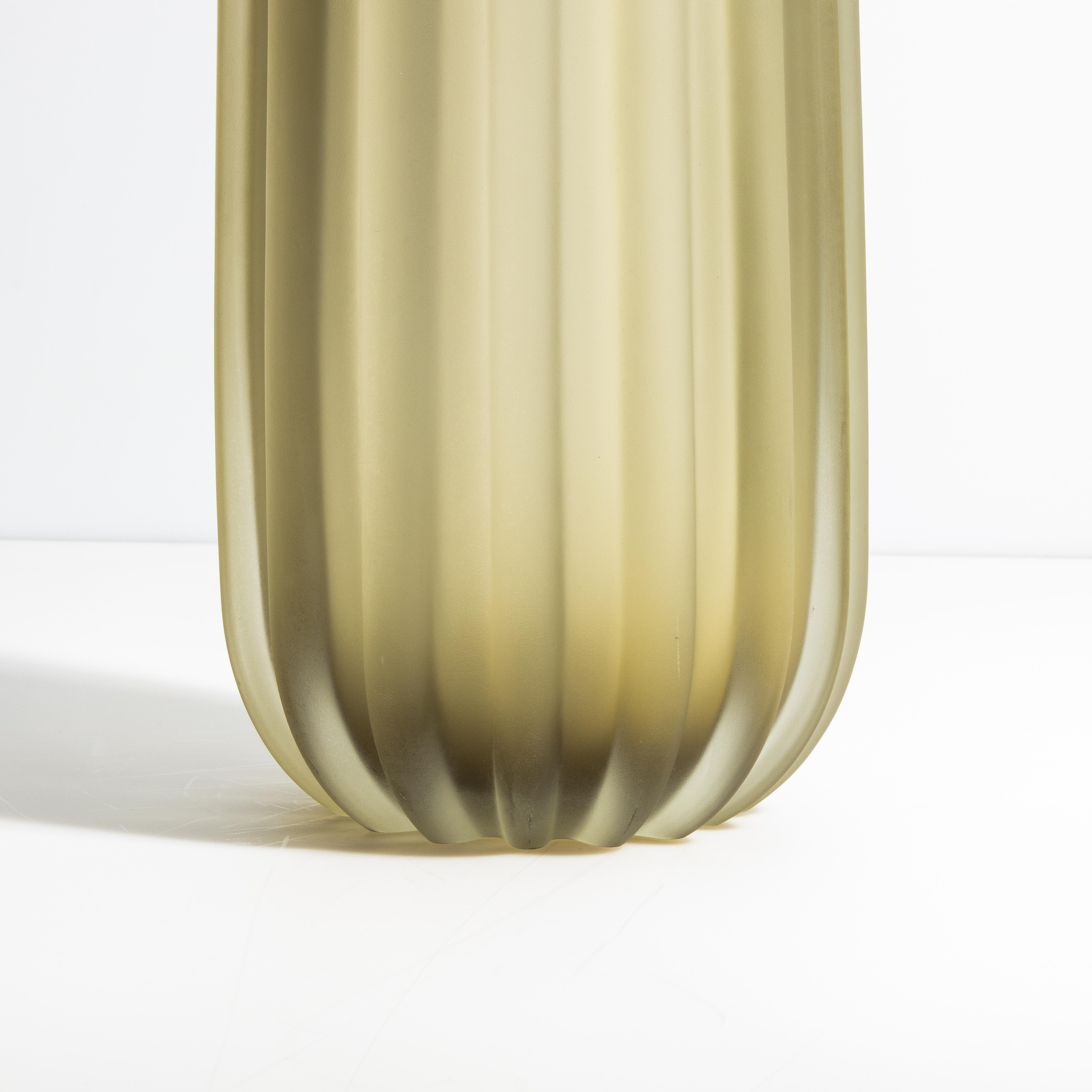 Hand Blown Murano Vase Cactus in Olive Large In New Condition For Sale In West Hollywood, CA